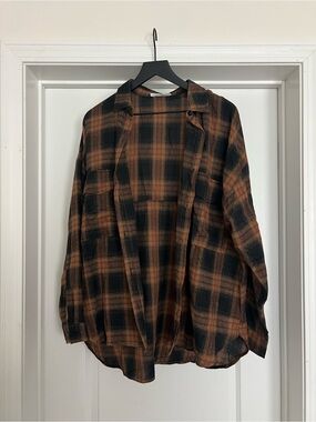 12th Tribe Brown and Black Plaid Shirt